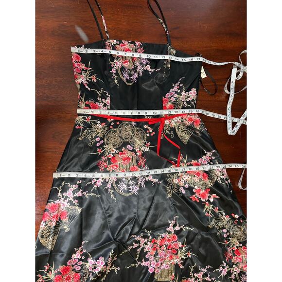 VTG CDC Rampage Asian Floral Print Satin Dress Sz 14 NWT Cocktail Party Wedding - Picture 8 of 11